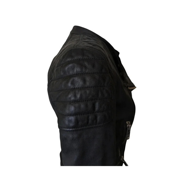 Burberry Brit Biker Jacket in Black Lambskin Leather Size 4 - Picture 9 of 16
